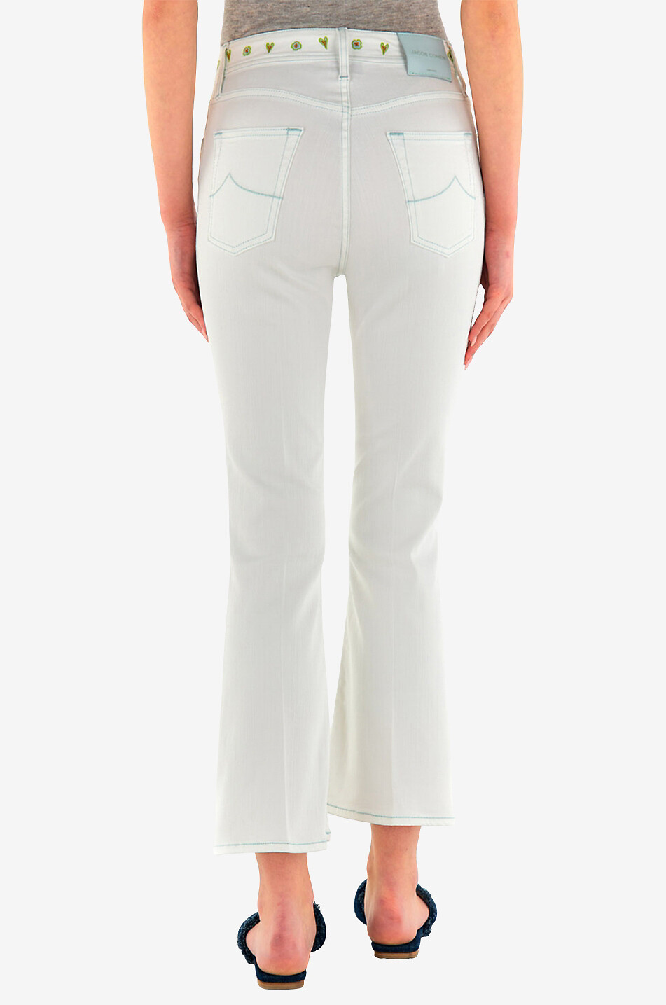 JACOB COHEN Jean évasé raccourci en lyocell et coton Victoria Femme BLANC 4