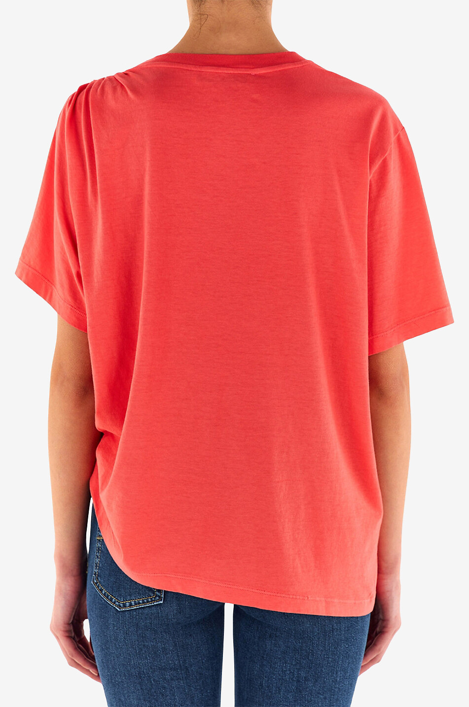 Asymmetrisches Kurzarm-T-Shirt mit Raffungen