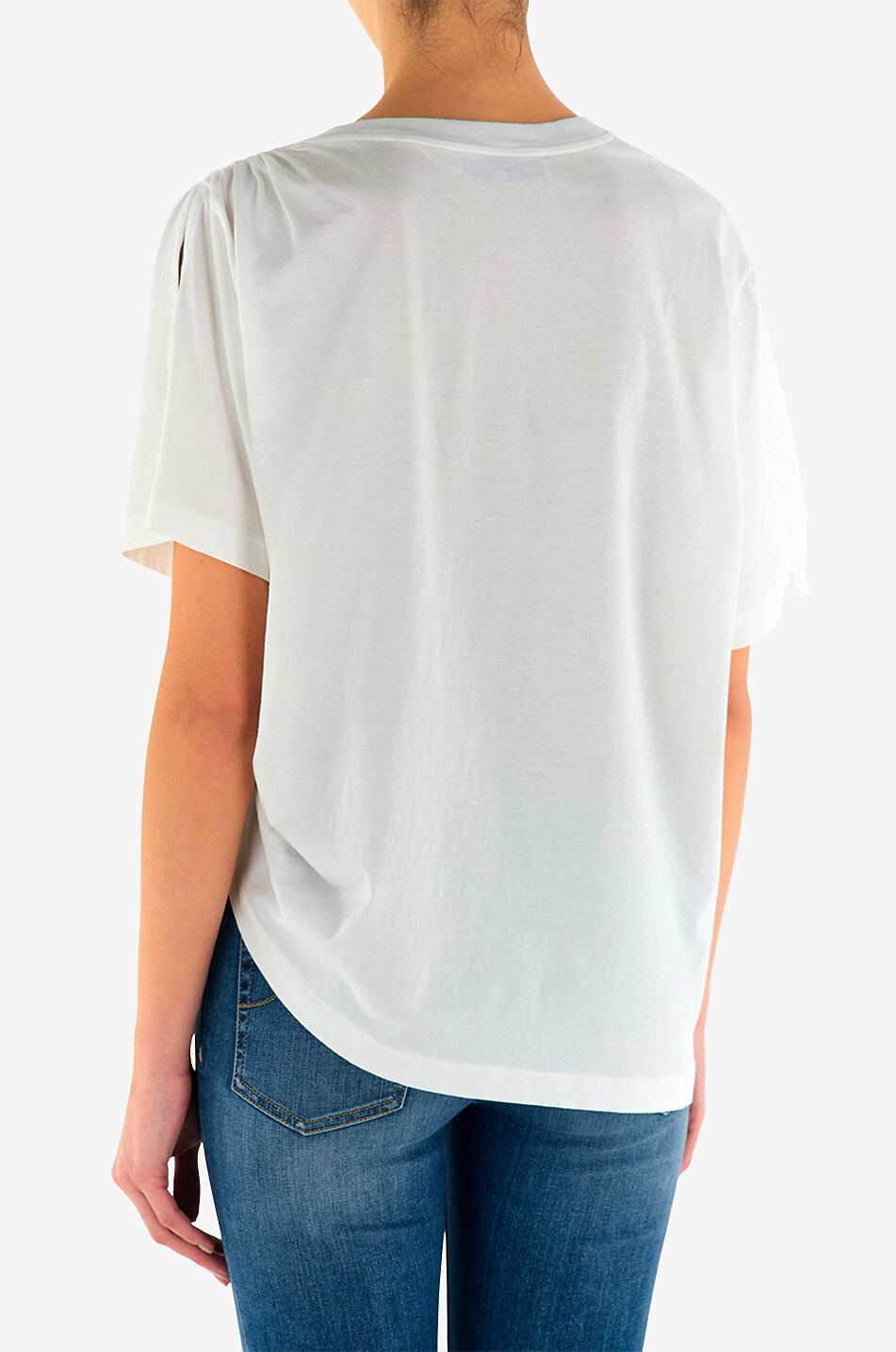 Assymetric cotton short-sleeved T-shirt