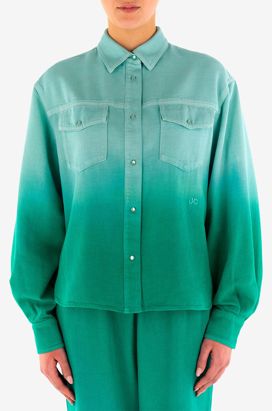 JACOB COHEN Veste chemise ample à dégradé de couleur Femme VERT 3