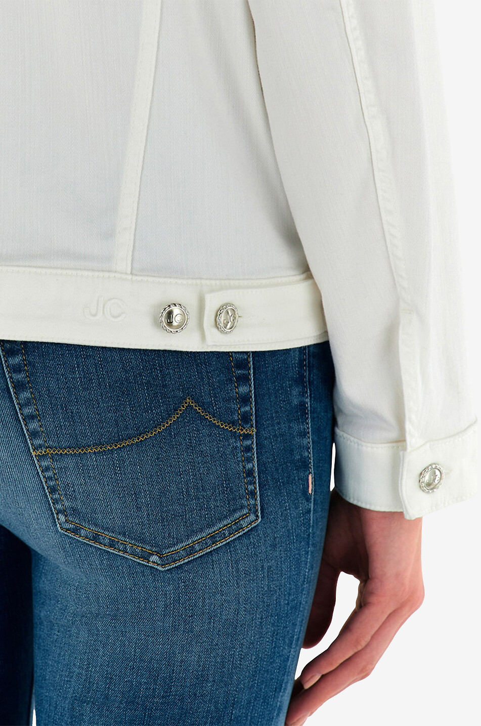 JACOB COHEN Jacke aus Lyocell- und Baumwolldenim Damen WEISS 5