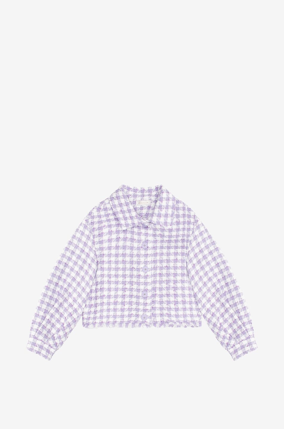 MONNALISA Spencer houndstooth check girl's cropped tweed jacket Girl LIGHT PURPLE 1