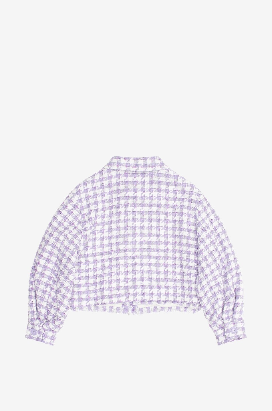 MONNALISA Spencer houndstooth check girl's cropped tweed jacket Girl LIGHT PURPLE 2