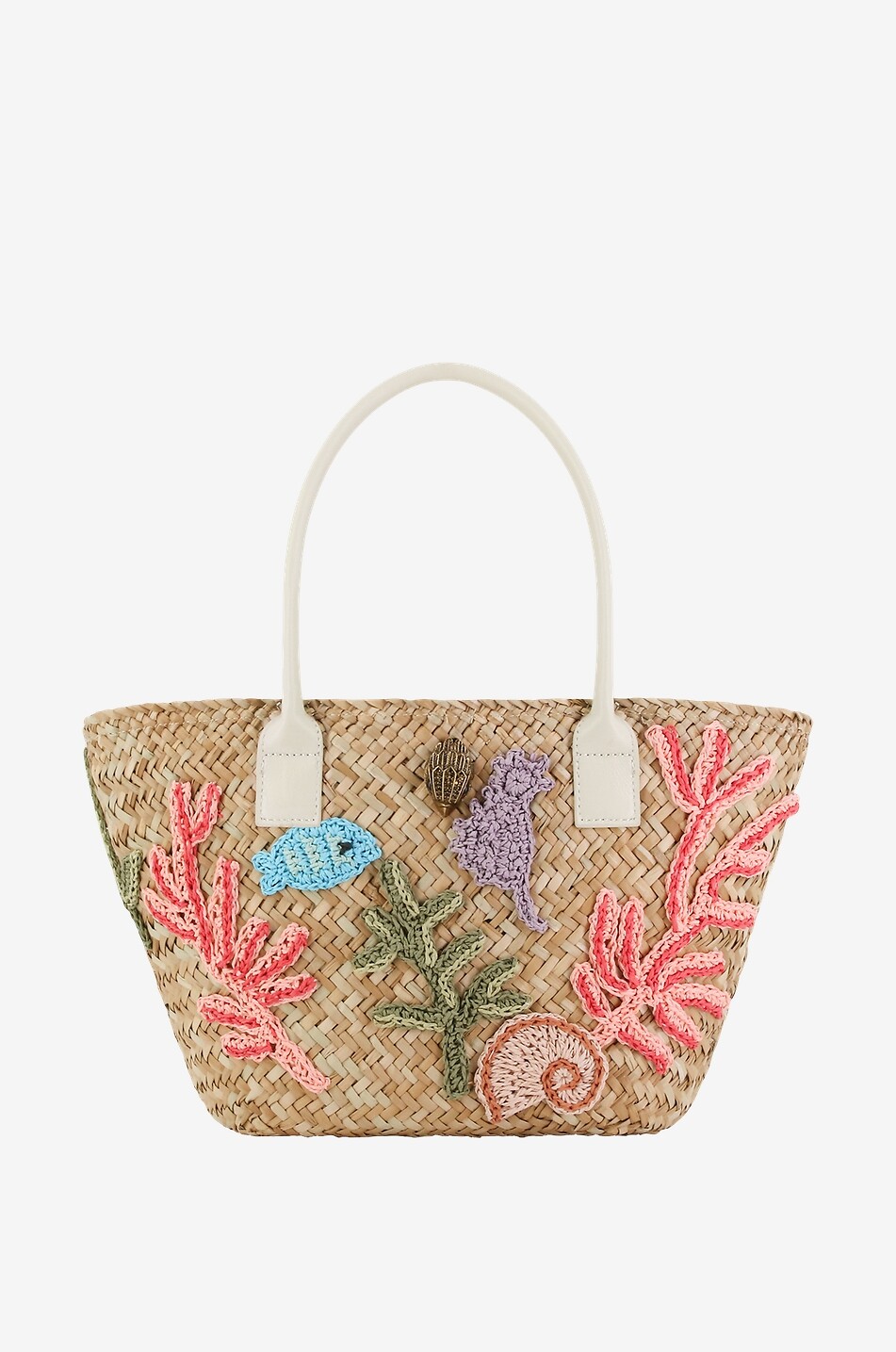 KURT GEIGER LONDON Sea embroidered straw tote bag Women BEIGE 1