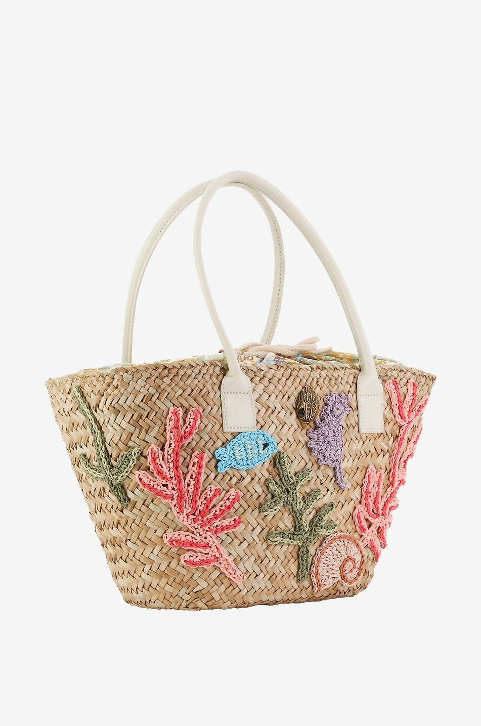KURT GEIGER LONDON Sea embroidered straw tote bag Women BEIGE 2