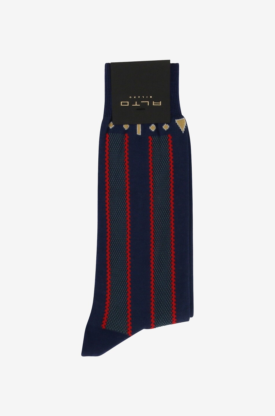 ALTO MILANO Gestreifte Socken aus Baumwolle Herren MITTELBLAU 1