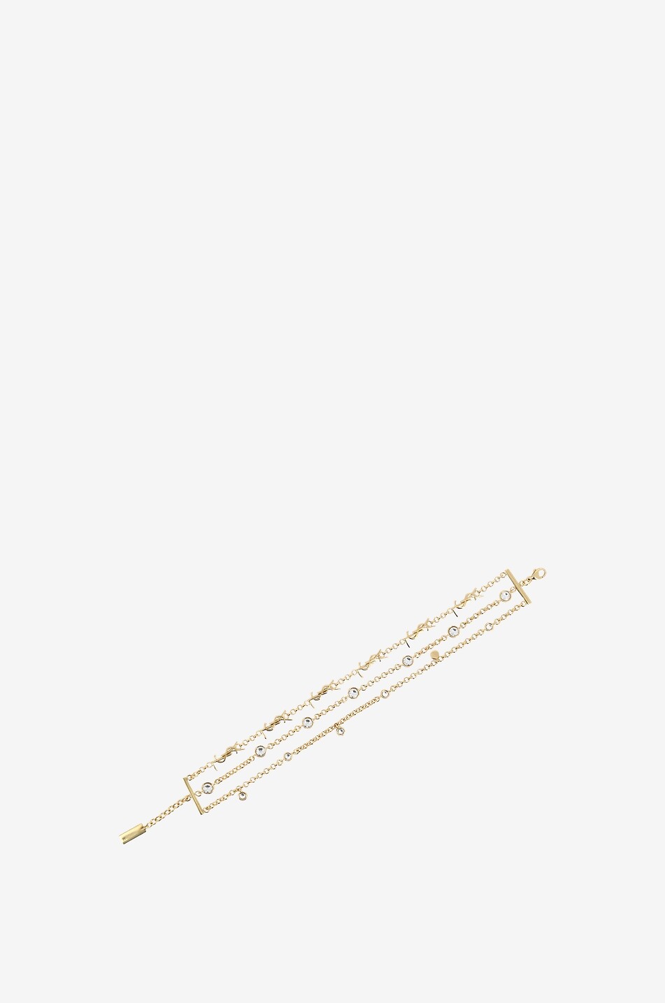 SAINT LAURENT PARIS Bracelet multi-chaînes doré orné de cristaux Cassandre Femme DORE 1