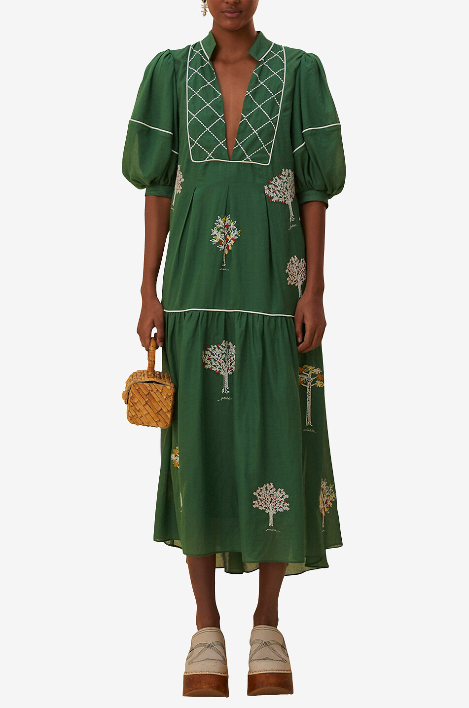 Embroidered Trees midi tunic dress FARM RIO Bongenie Outlet