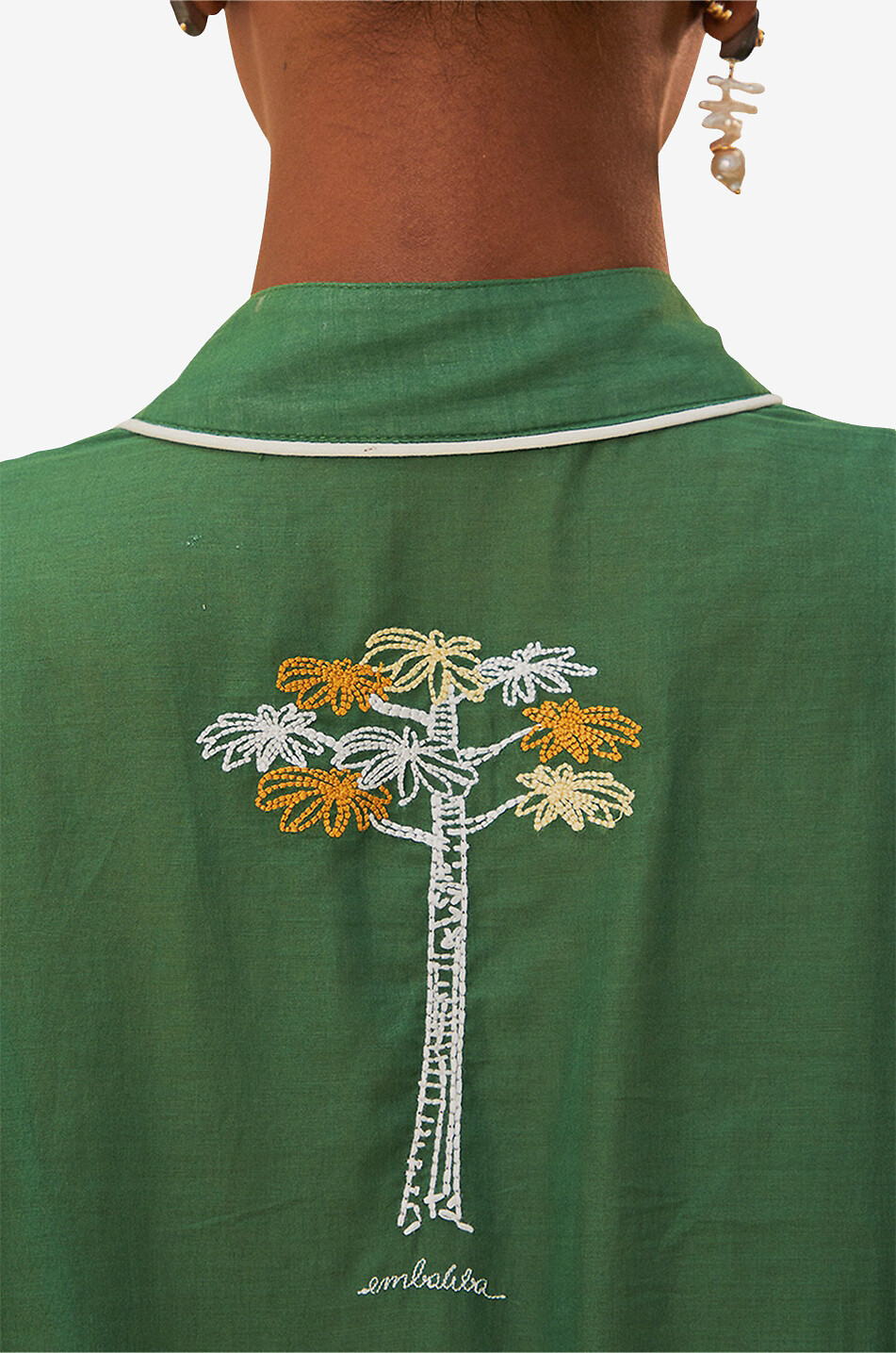 FARM RIO Midilanges Tunikakleid aus Baumwollvoile Embroidered Trees Damen DUNKELGRÜN 7