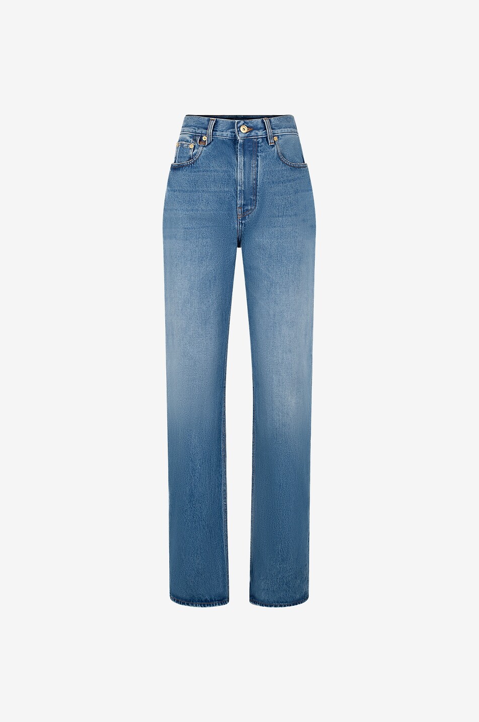 Gerade Jeans mit hoher Taille Le de-Nîmes Droit Blue/Tabac