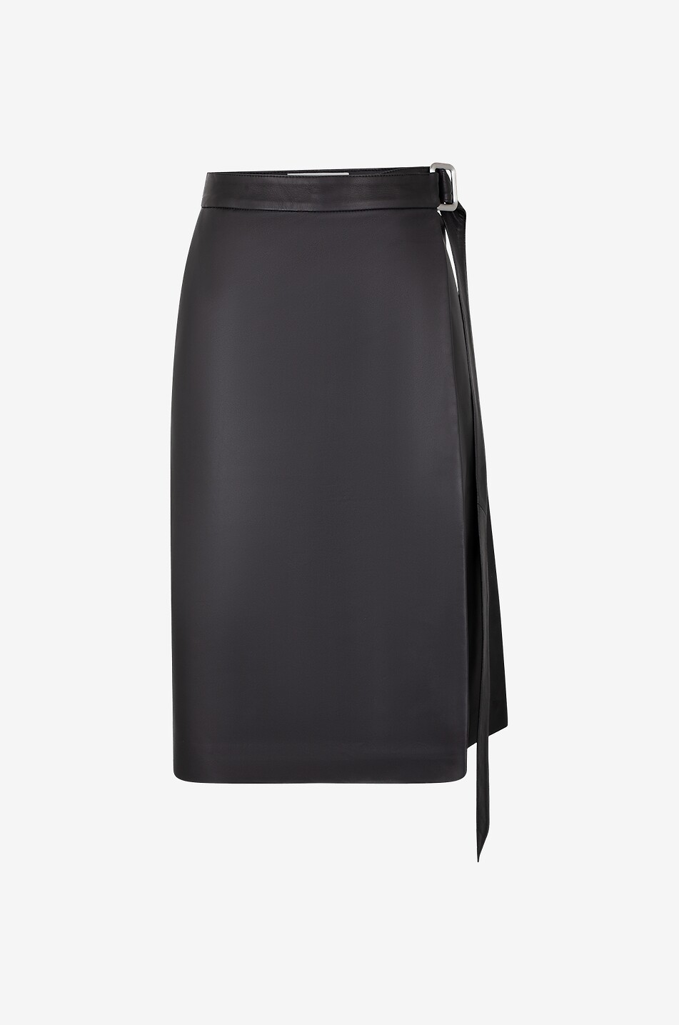 AMI Jupe portefeuille midi en cuir nappa Femme NOIR 1