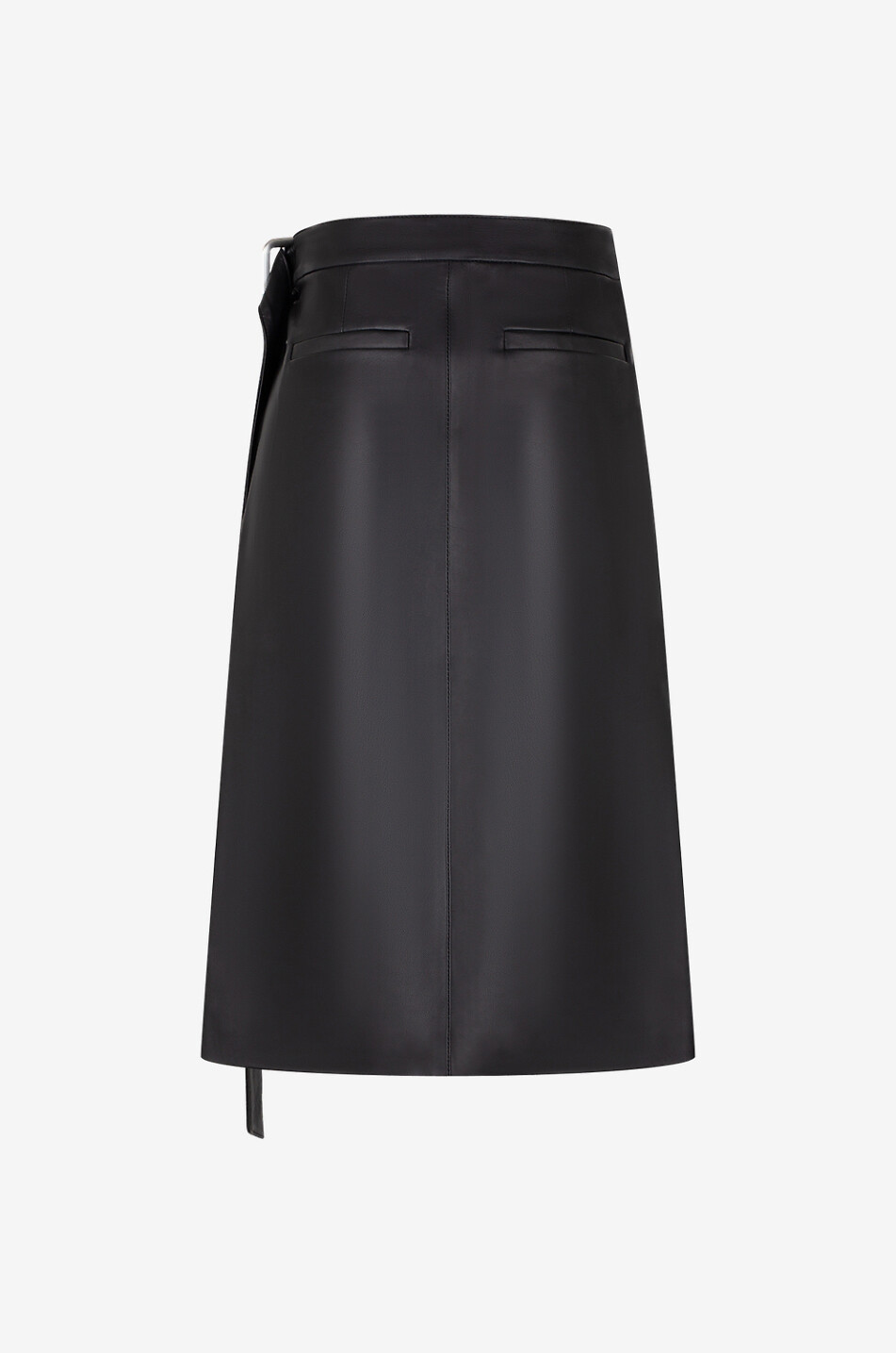 AMI Jupe portefeuille midi en cuir nappa Femme NOIR 2