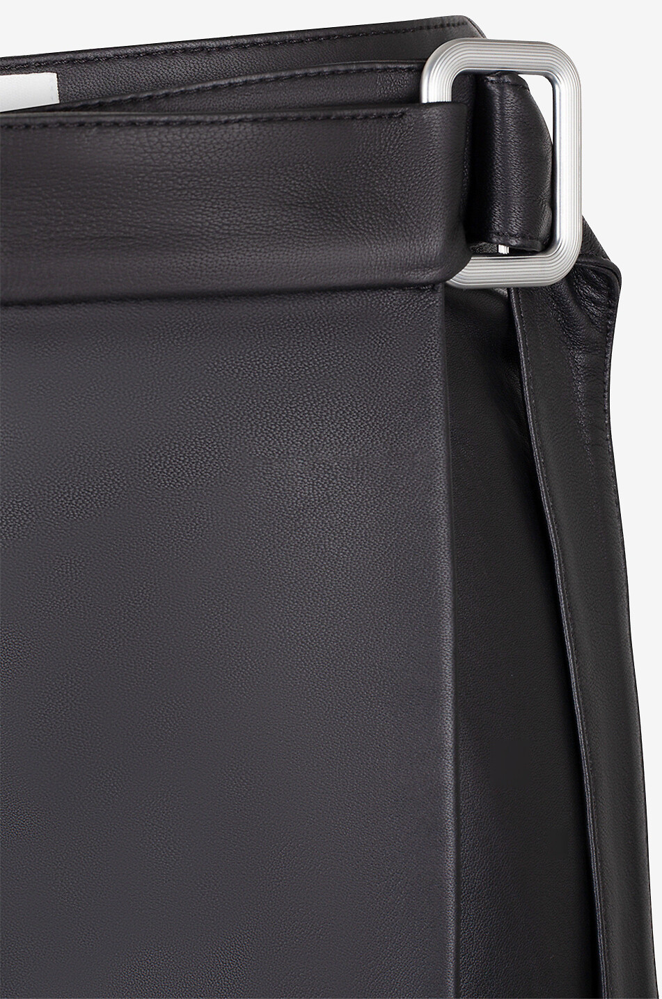 AMI Jupe portefeuille midi en cuir nappa Femme NOIR 3