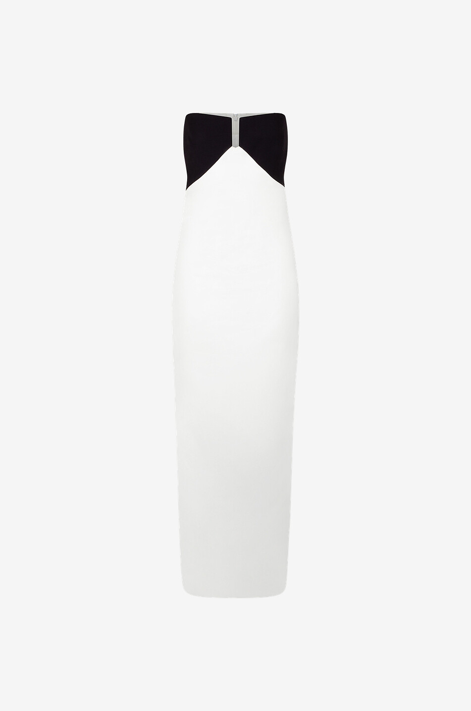 ROLAND MOURET Langes Bustier-Kleid aus zweifarbigem Crêpe Damen WEISS 1