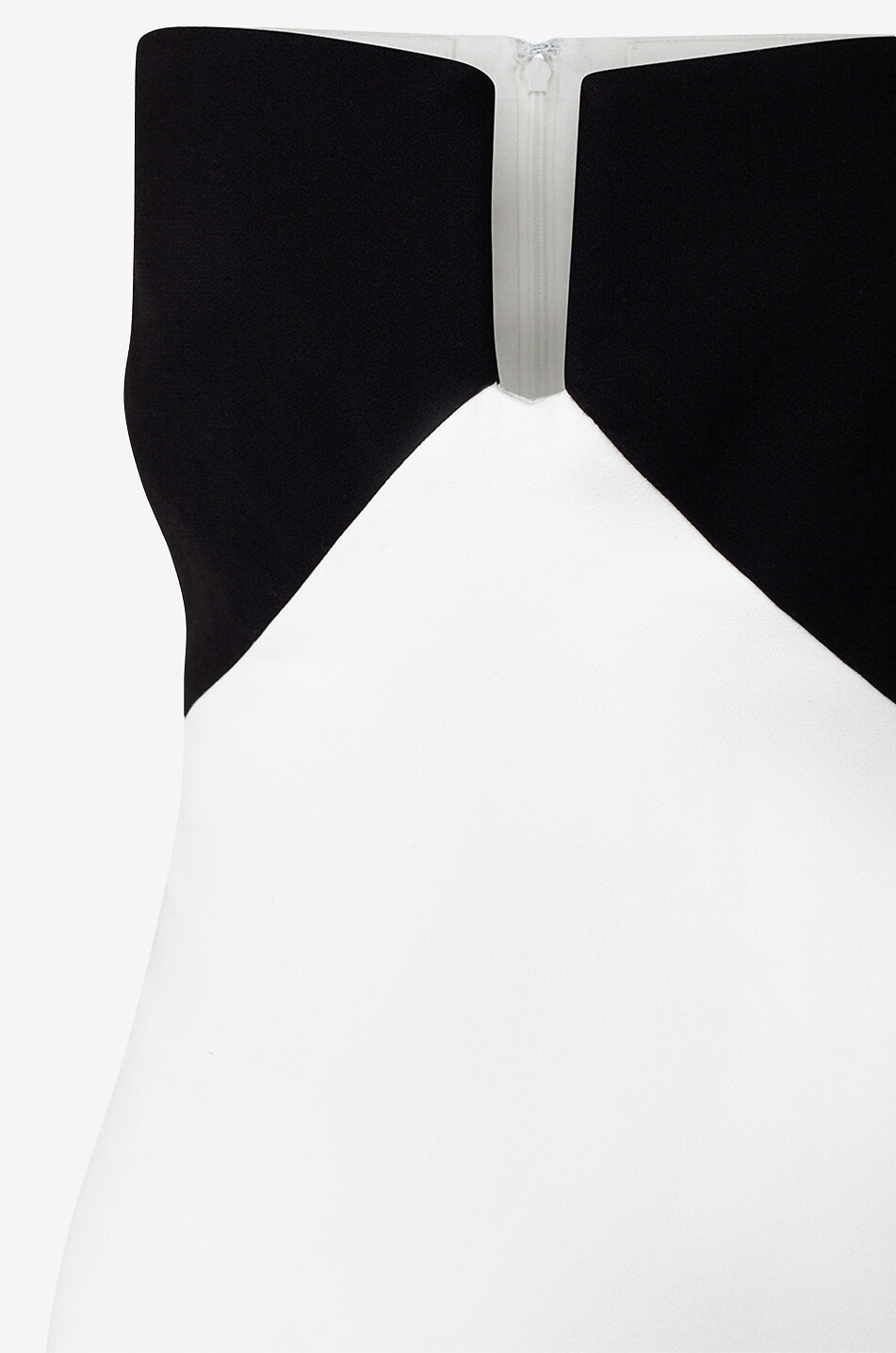 ROLAND MOURET Langes Bustier-Kleid aus zweifarbigem Crêpe Damen WEISS 3