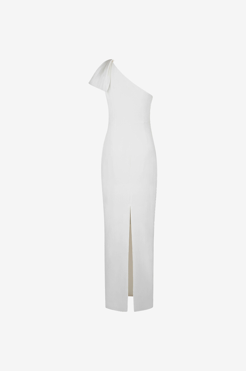 Asymmetrisches langes Crêpe-Satin-Kleid