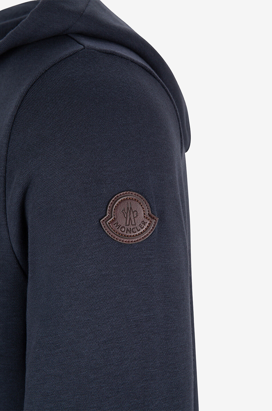 MONCLER Sweat-shirt zippé à capuche orné de détails en cuir Homme BLEU 3