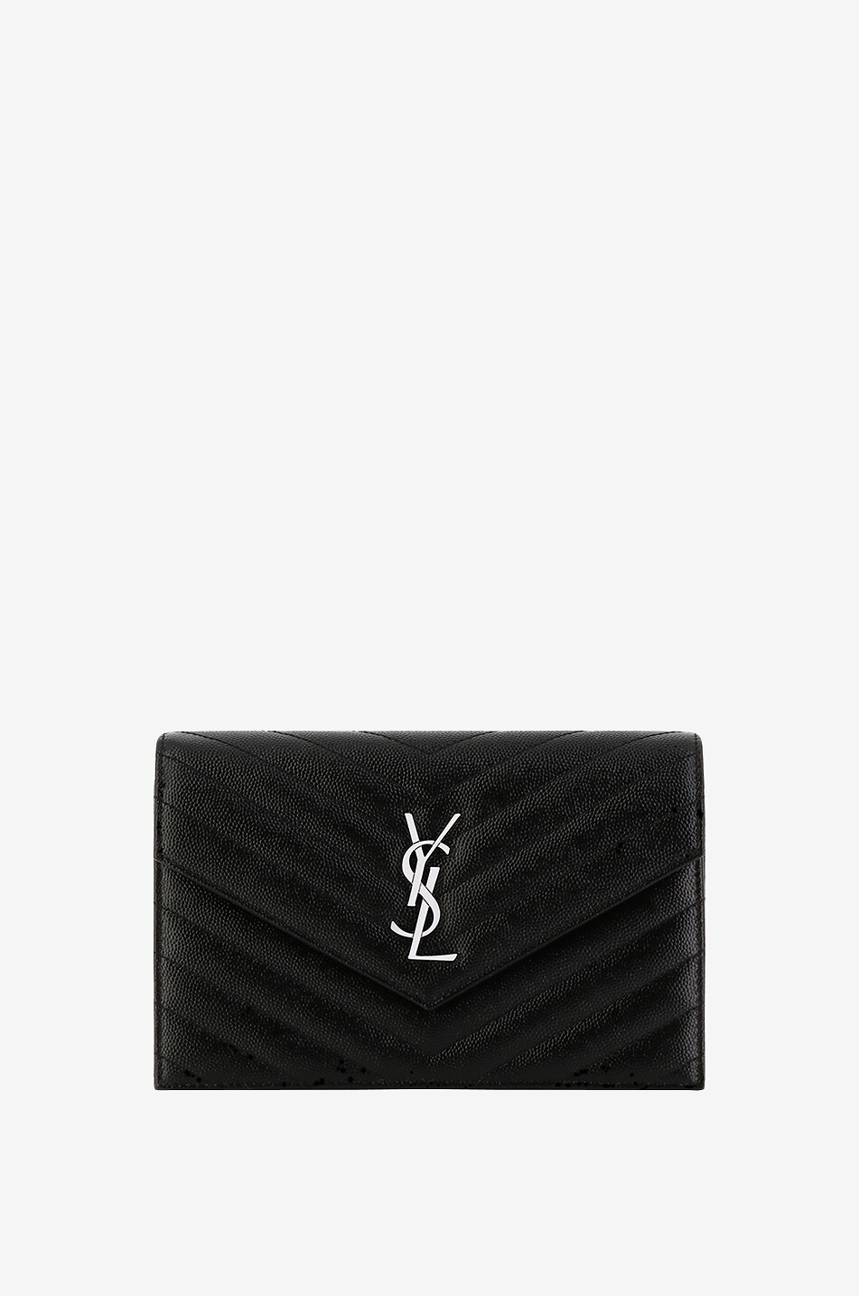 SAINT LAURENT PARIS Cassandre Envelope quilted leather chain wallet Women BLACK 1