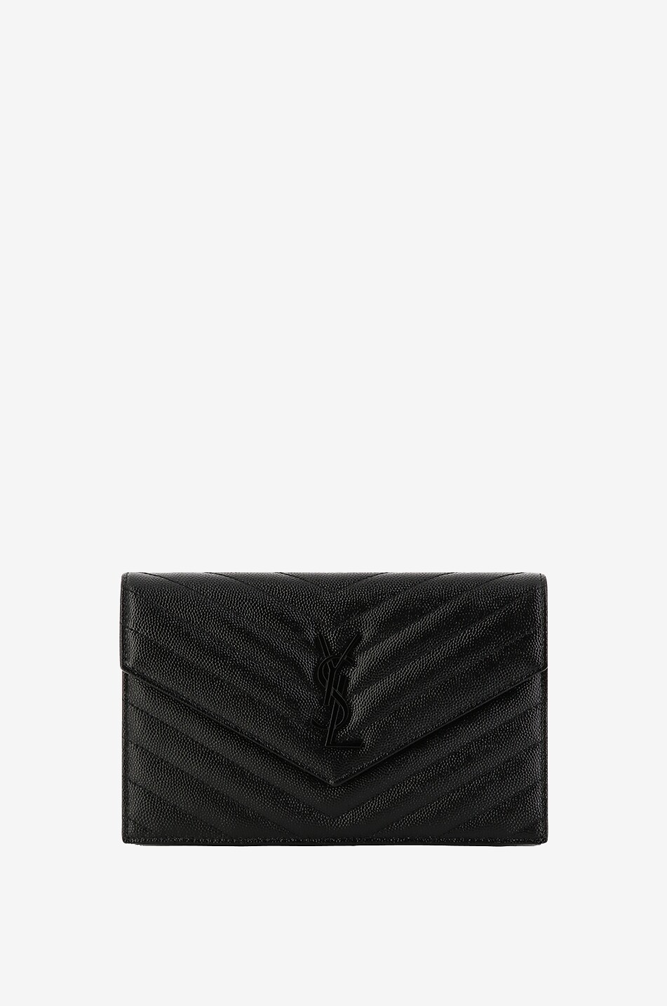 SAINT LAURENT PARIS Cassandre Envelope quilted leather chain wallet Women BLACK 1