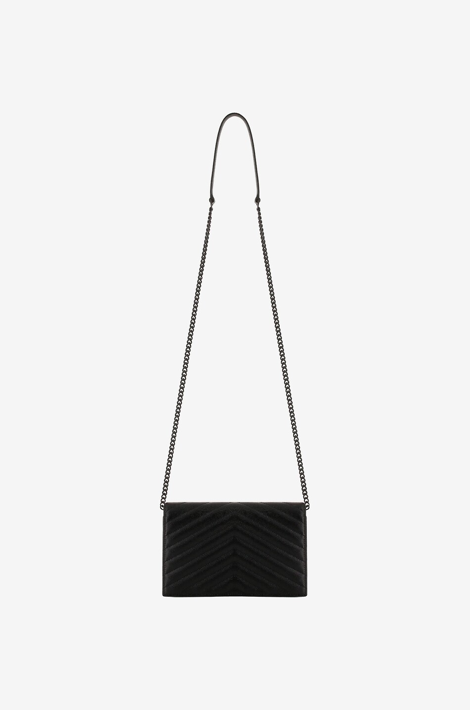 SAINT LAURENT PARIS Cassandre Envelope quilted leather chain wallet Women BLACK 3