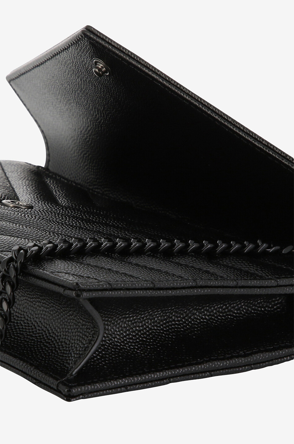 SAINT LAURENT PARIS Cassandre Envelope quilted leather chain wallet Women BLACK 5