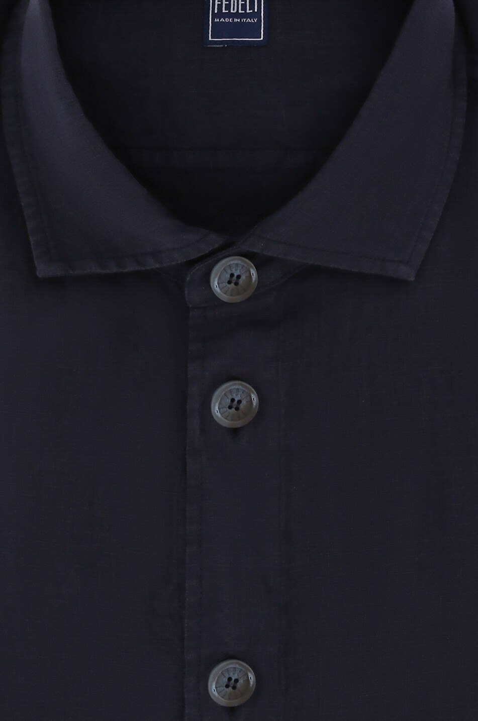 FEDELI Alberton linen long-sleeved shirt Men DARK BLUE 2