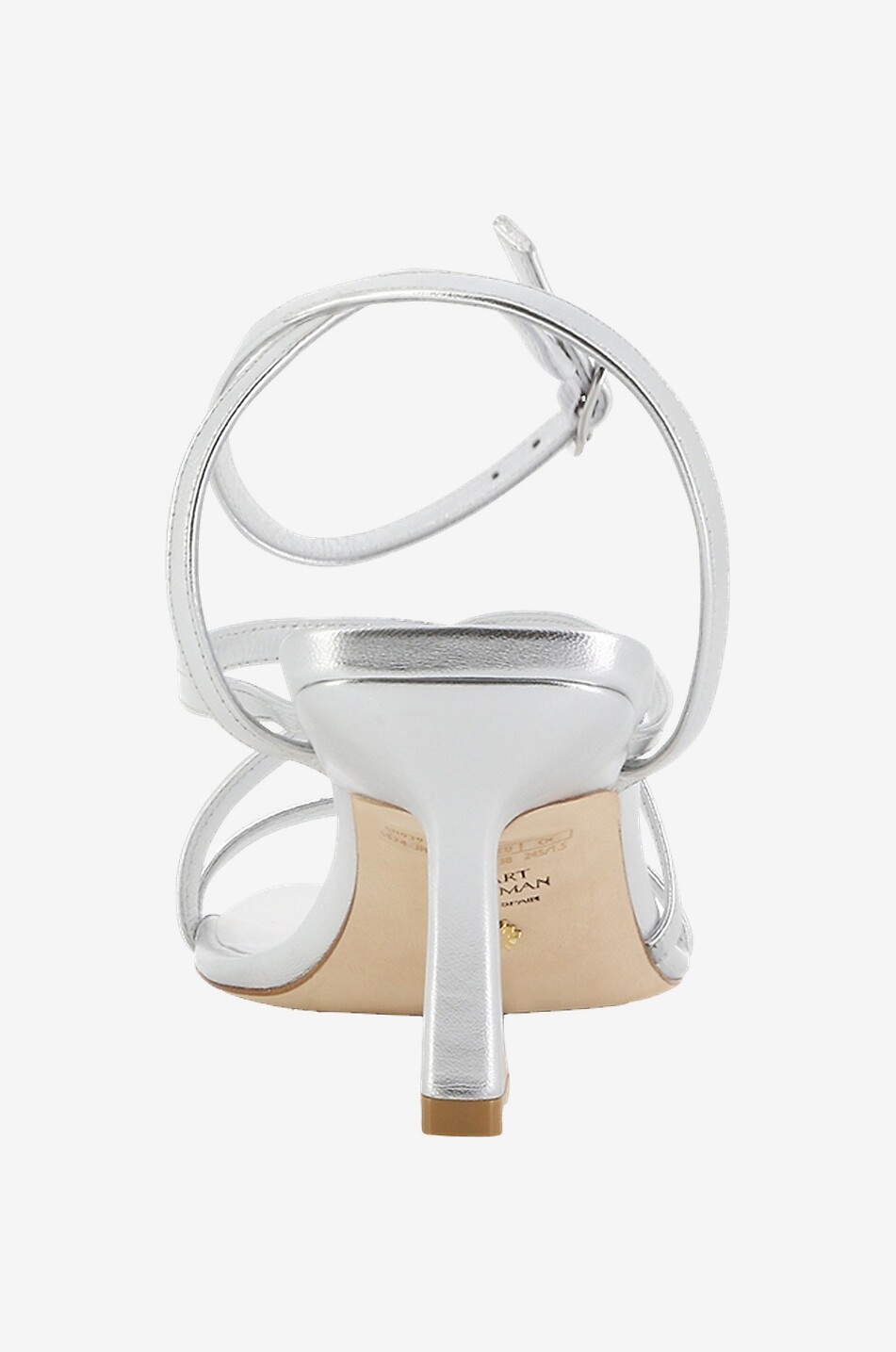 STUART WEITZMAN Sandales à talon en cuir métallisé Oasis 75 Femme ARGENT 4