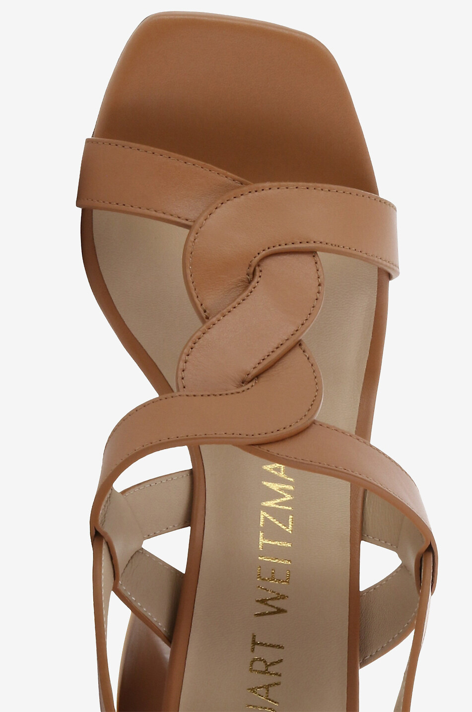 STUART WEITZMAN Glattleder-Sandalen mit Blockabsatz Ibiza 75 Slingback Damen COGNAC 5