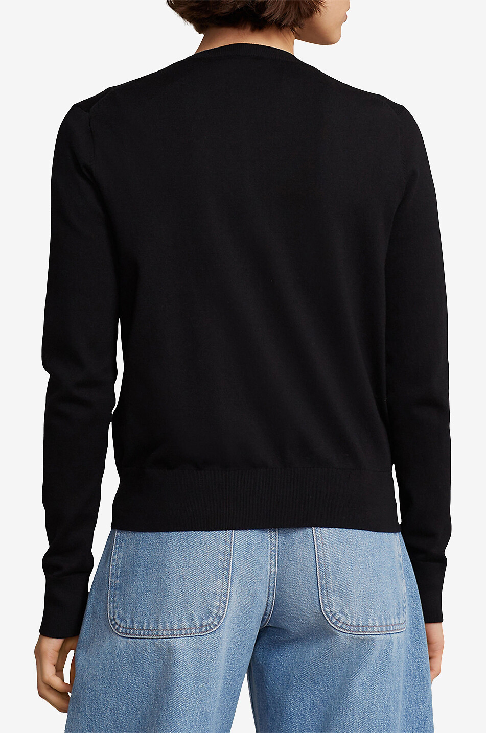 POLO RALPH LAUREN Feiner Baumwollmix-Cardigan mit Rundhals Pony Damen SCHWARZ 4