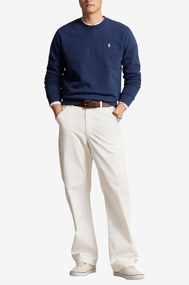 POLO RALPH LAUREN Sweat-shirt léger à col rond Pony Homme BLEU MOYEN 2