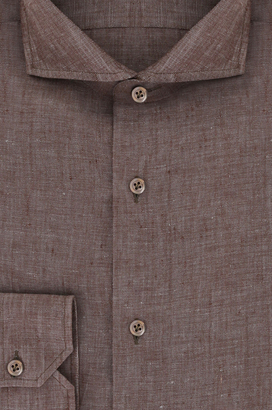 GIAMPAOLO Linen long-sleeved shirt Men MEDIUM BROWN 2