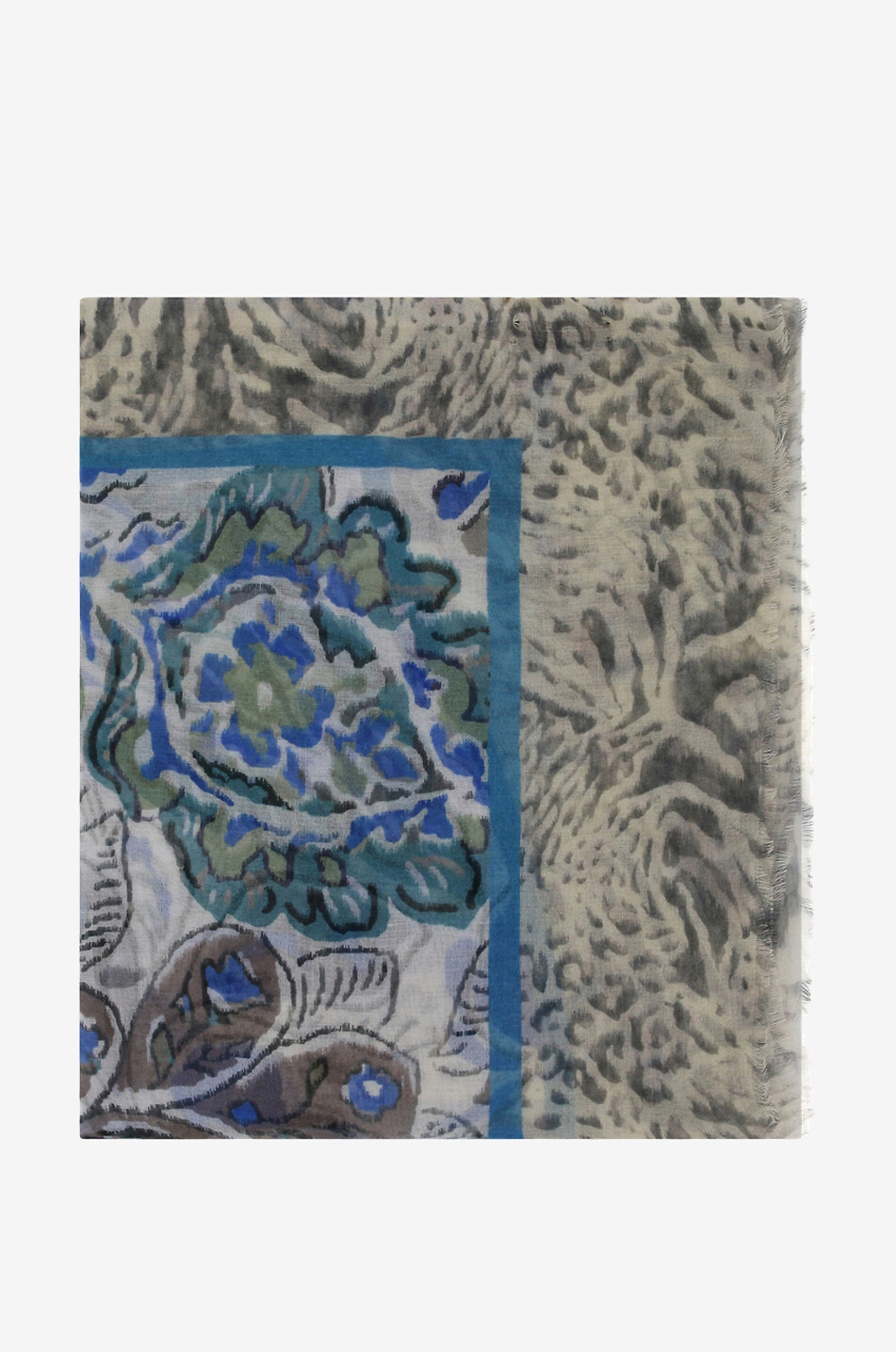 Étole imprimée Paisley et motifs animaliers India