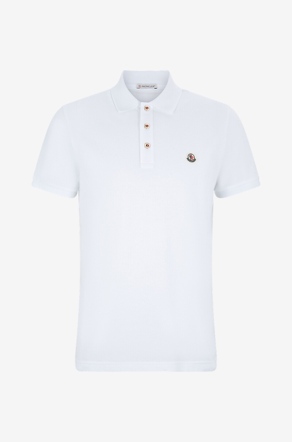 MONCLER Logo patch adorned short-sleeved fitted polo shirt Men WHITE 1