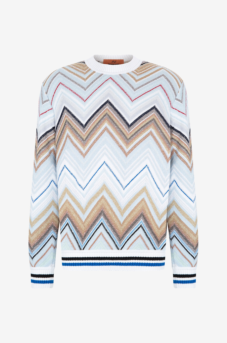 Pull à col rond en coton mélangé motif chevrons