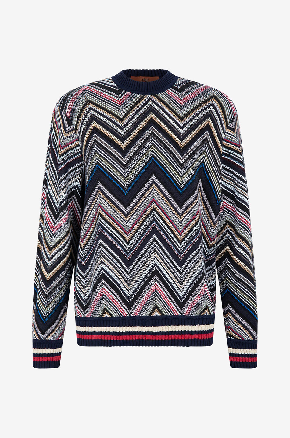 Pull à col rond en coton mélangé motif chevrons
