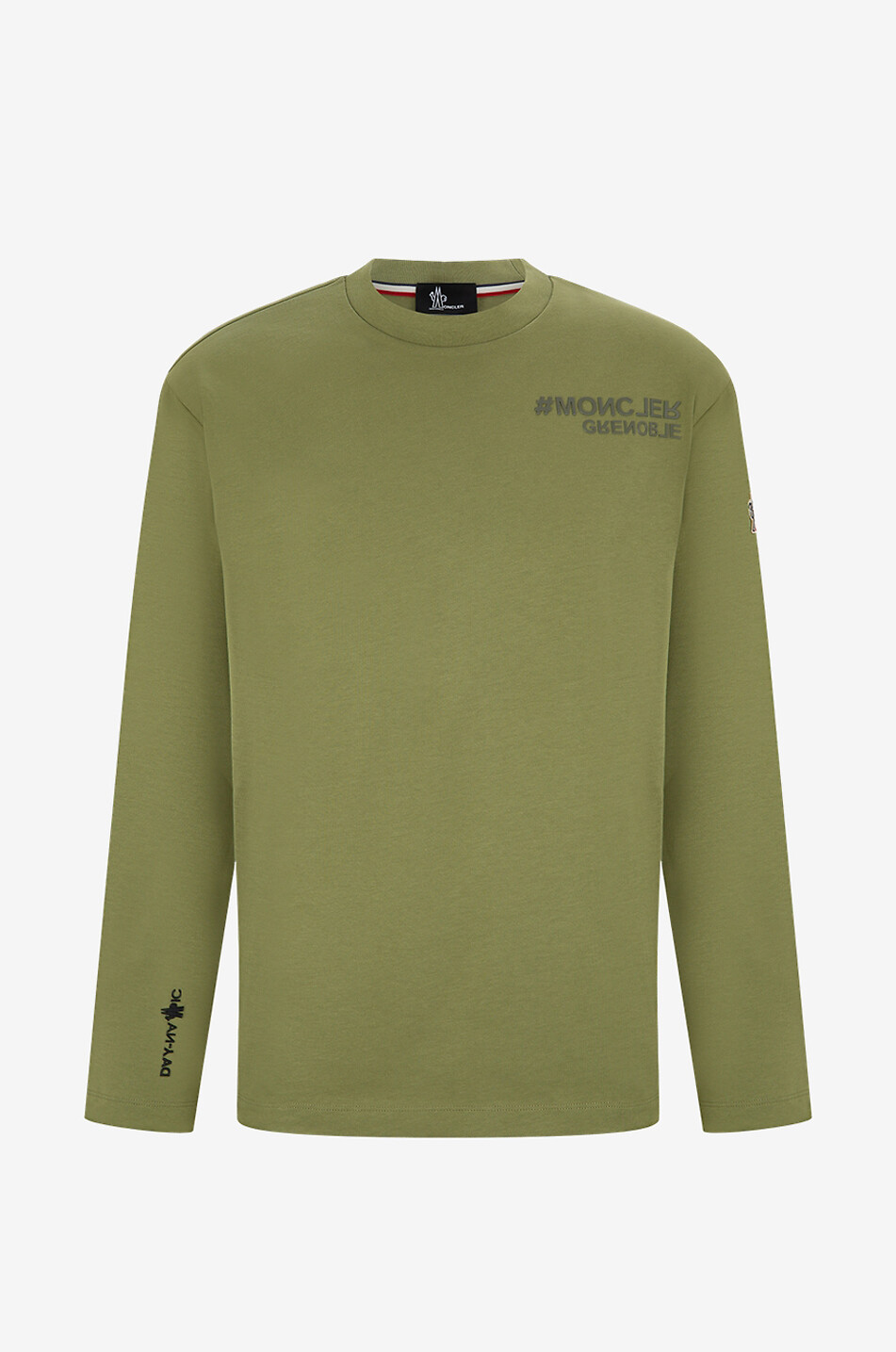 MONCLER GRENOBLE T-shirt à manches longues imprimé logo et slogan Day-Namic Homme VERT 1