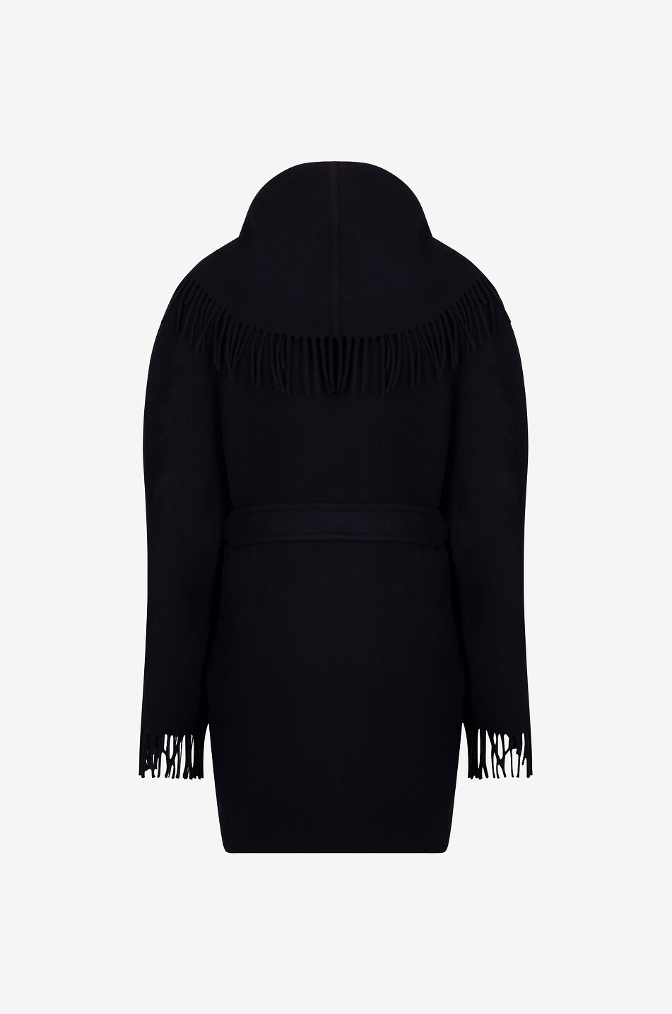 BALENCIAGA Manteau mi-long en laine à franges Femme NOIR 2