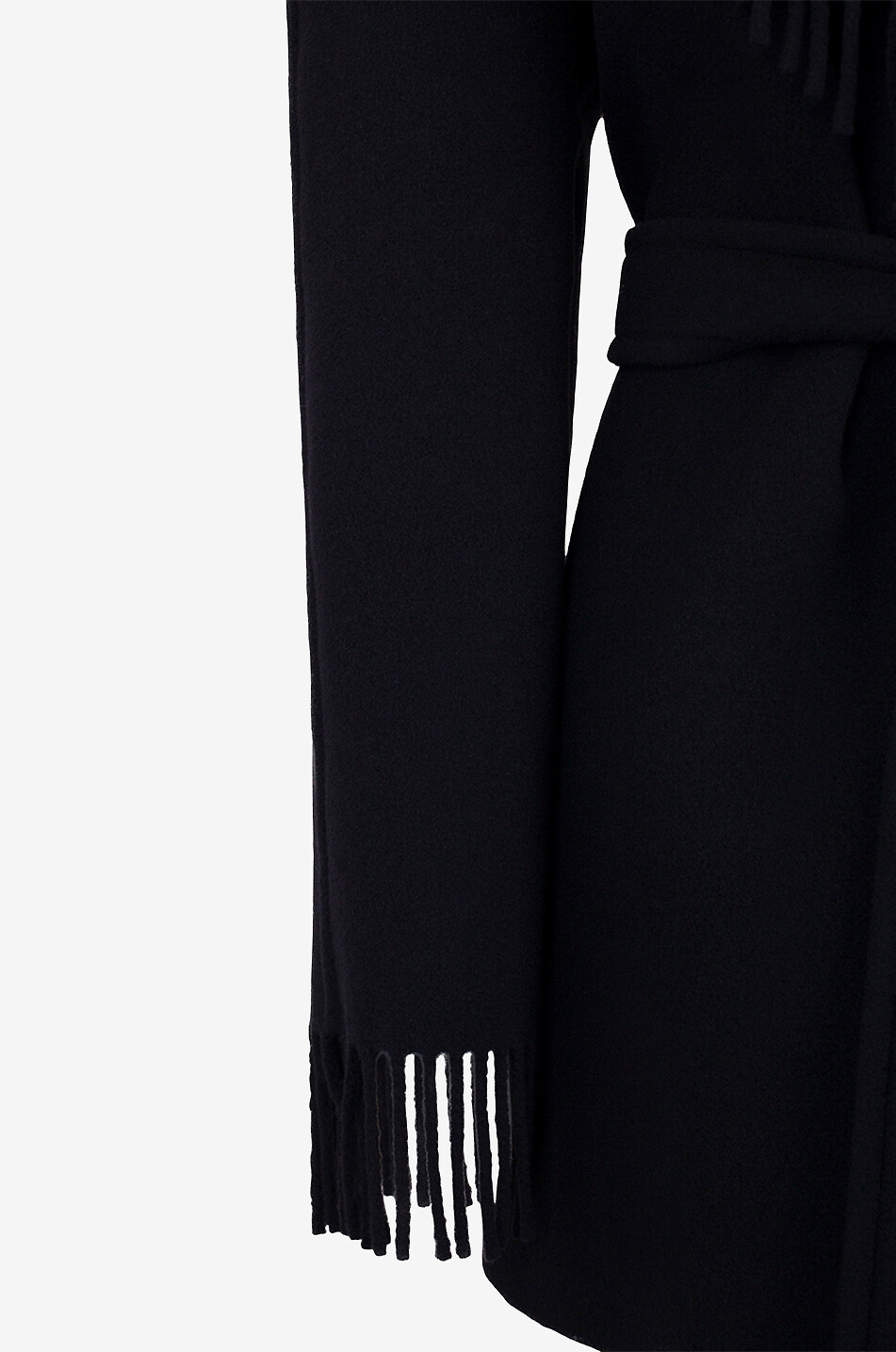BALENCIAGA Manteau mi-long en laine à franges Femme NOIR 3
