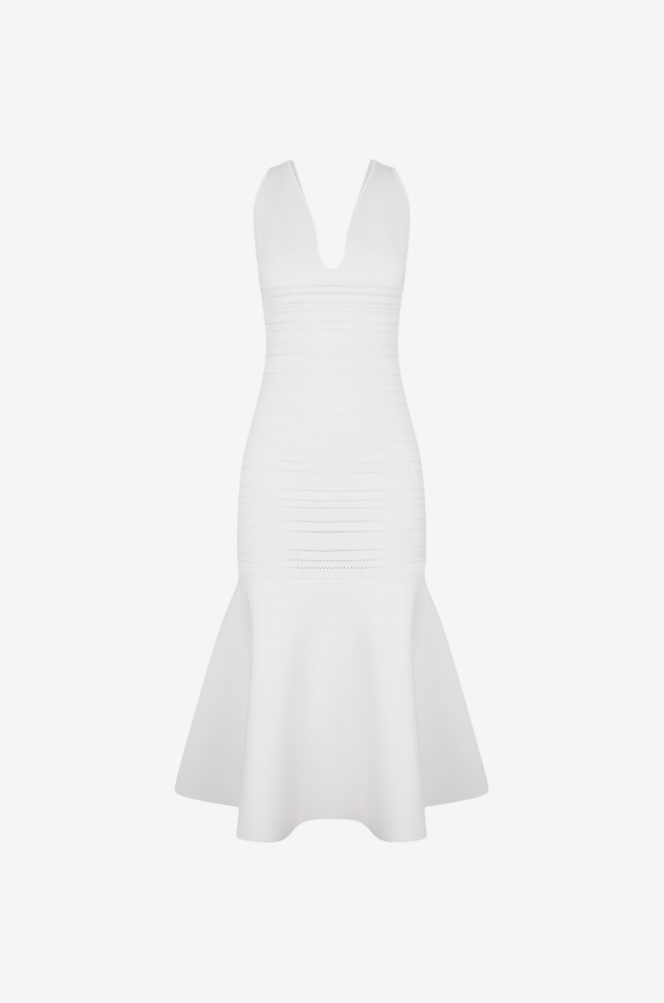 VICTORIA BECKHAM Robe midi en maille ajourée Frame Detail Femme BLANC 1