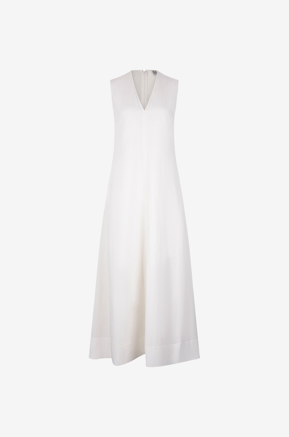 Langes ärmelloses Kleid mit V-Ausschnitt aus Leinenmix