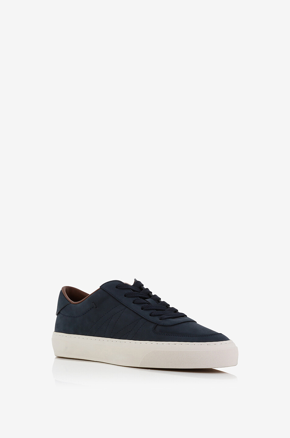 MONCLER Baskets basses à lacets en cuir nubuck Monclub Homme BLEU 1