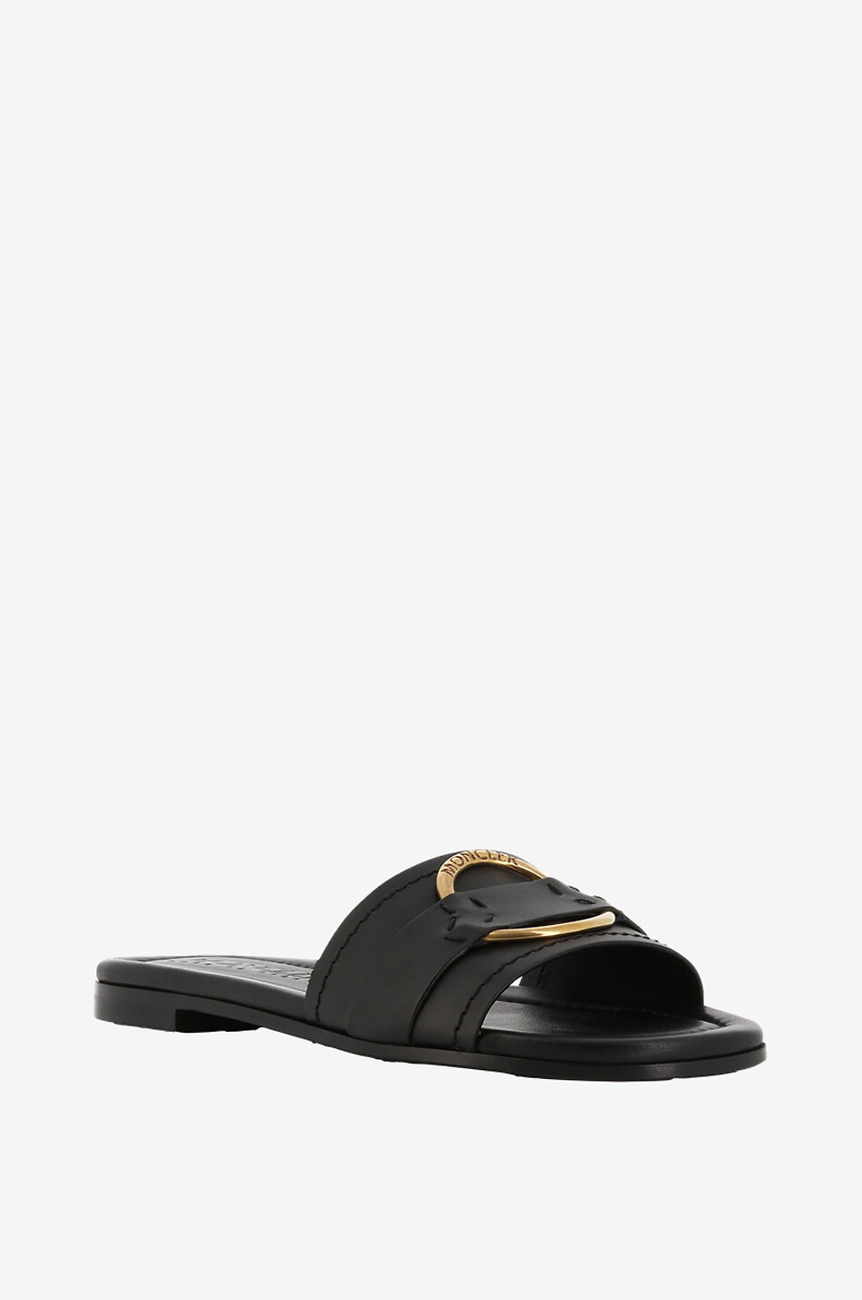 Flache Glattleder-Pantoletten Bell Slide