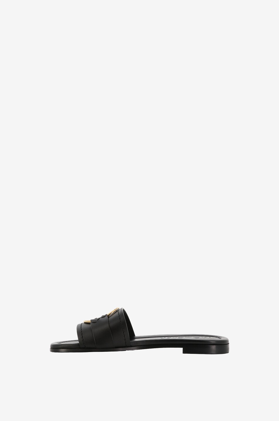 MONCLER Mules plates en cuir lisse Bell Slide Femme NOIR 3