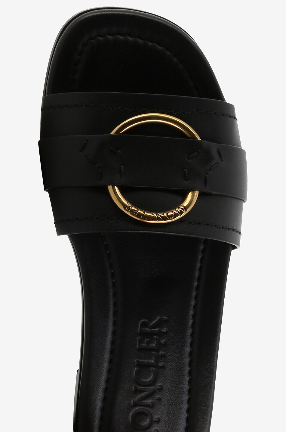 MONCLER Bell Slide flat smooth leather mules Women BLACK 5