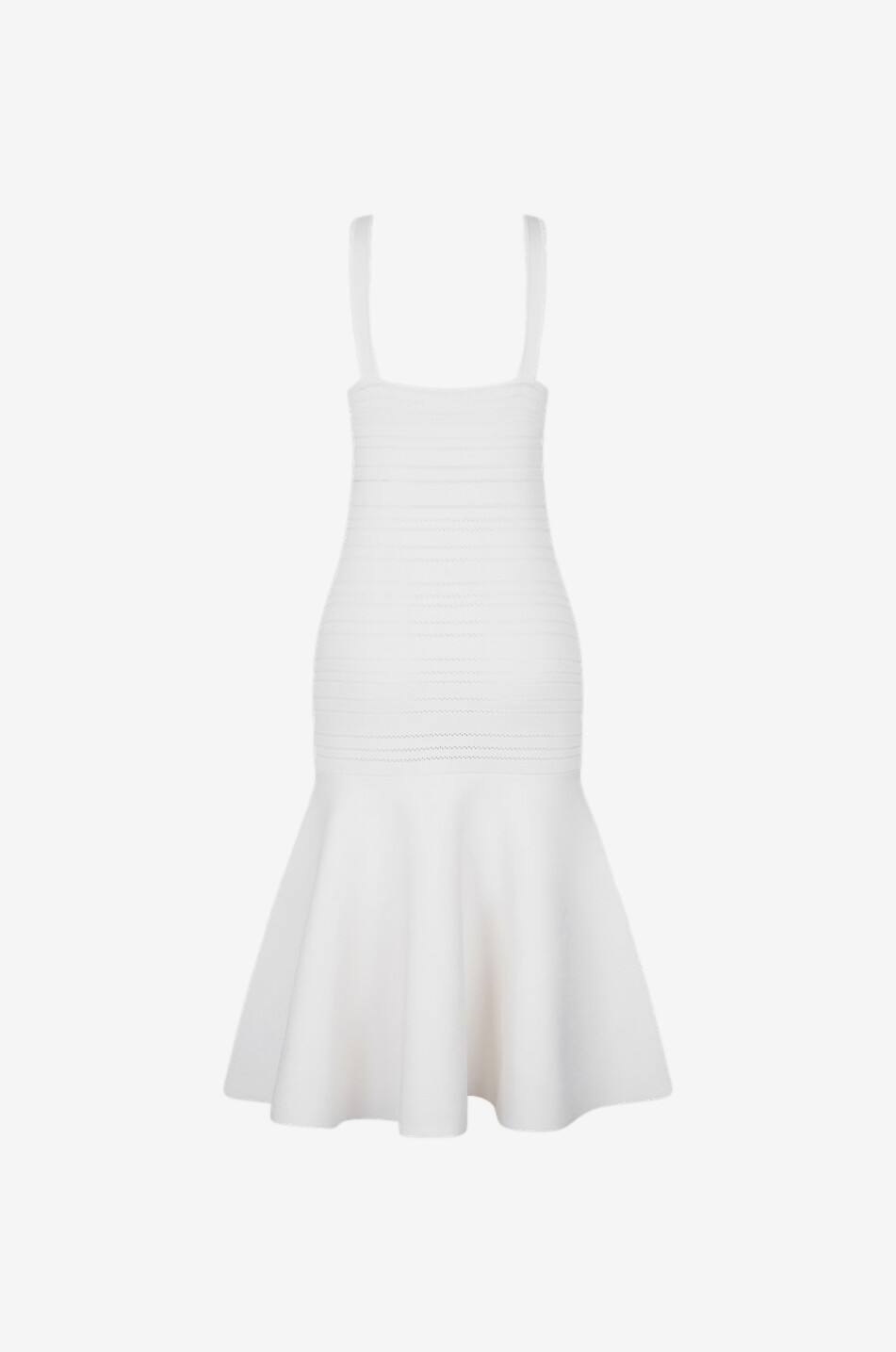 VICTORIA BECKHAM Robe midi en maille ajourée Frame Detail Femme BLANC 2