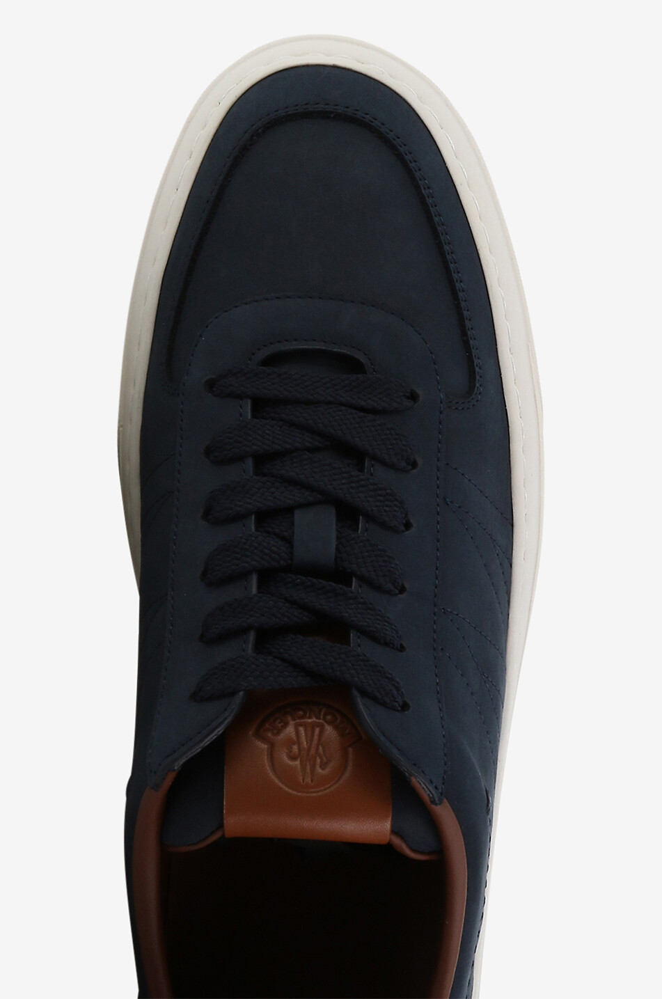 MONCLER Baskets basses à lacets en cuir nubuck Monclub Homme BLEU 5