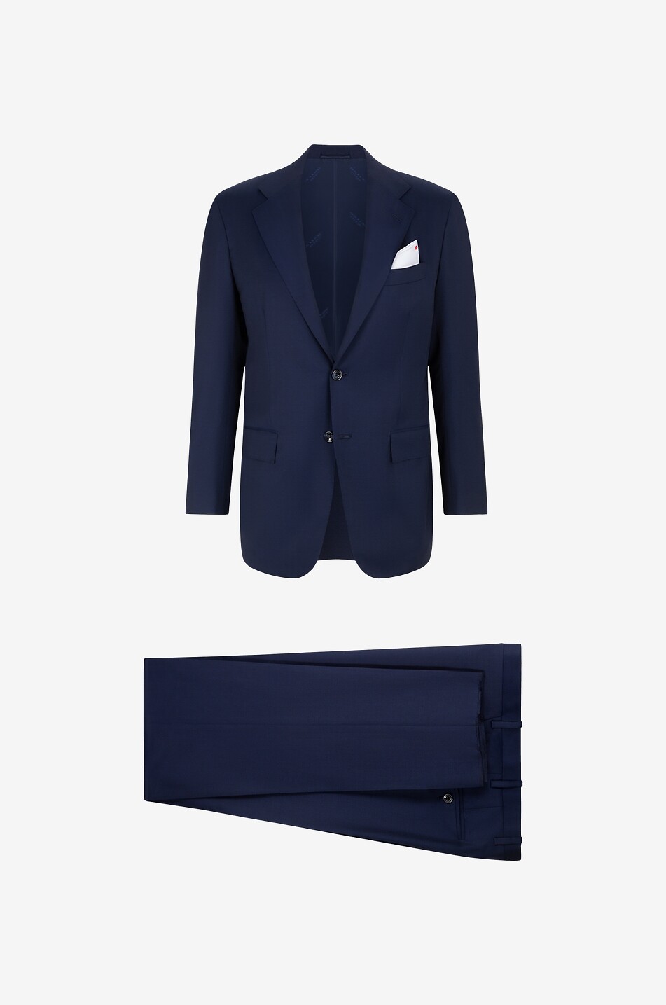 KITON Fluid virgin wool suit with discreec chevron pattern Men DARK BLUE 1