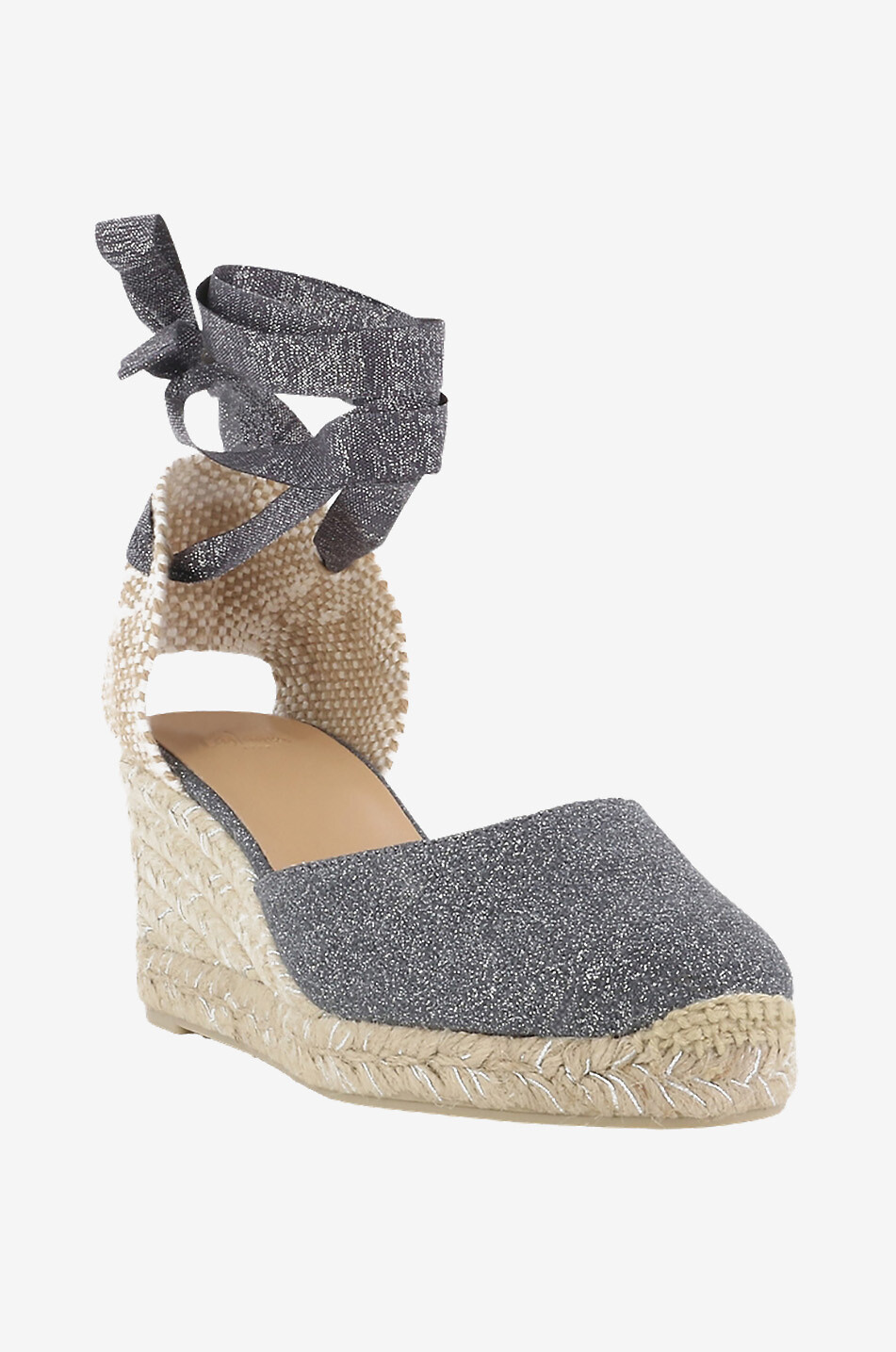 CASTANER Espadrilles compensées en toile scintillante Carina 6/001 Femme GRIS FONCÉ 1