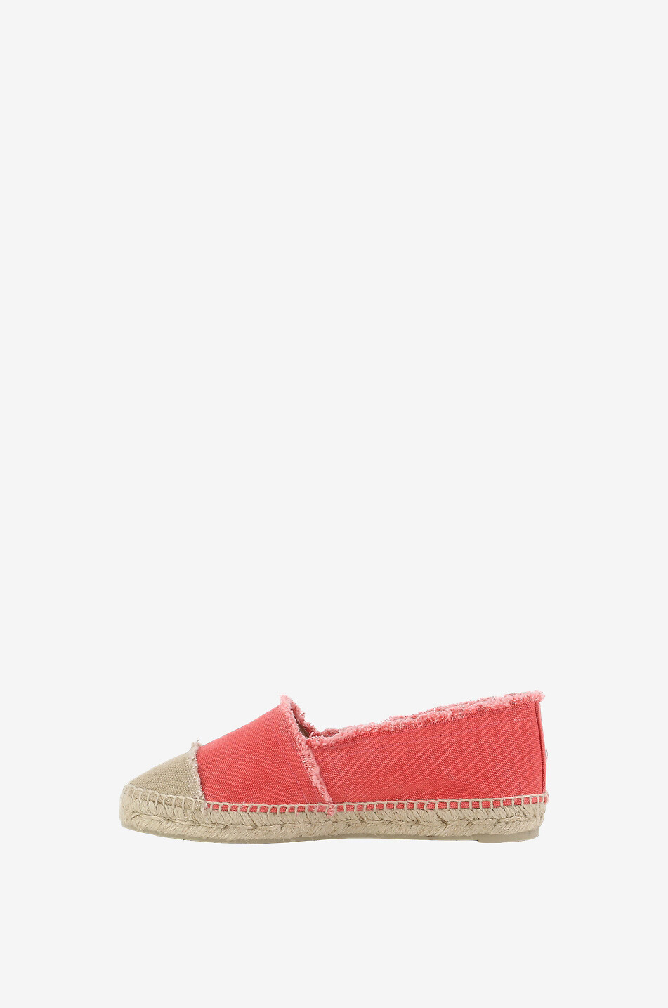 CASTANER Flache Espadrilles aus ausgefranstem Canvas Kampala Damen HELLROT 3