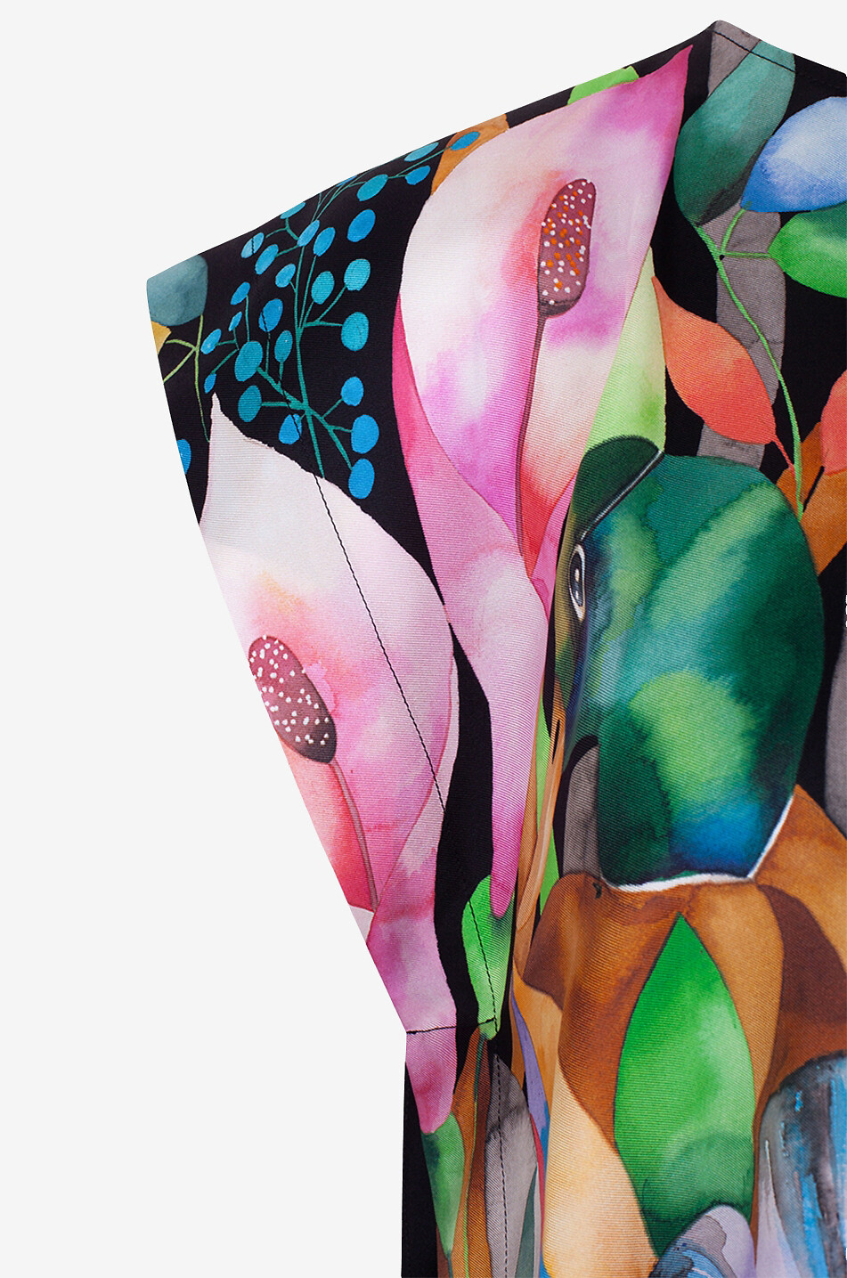 CO.GO Black Heron printed silk top with open back Women MULTI COLOURED 3